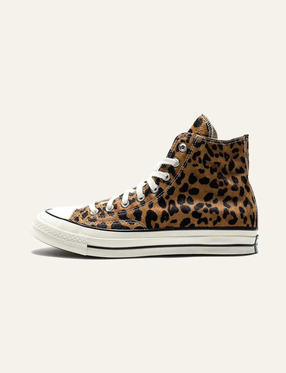 Women's Converse All Star Chuck 70 leopard pony hair high top sneakers profile