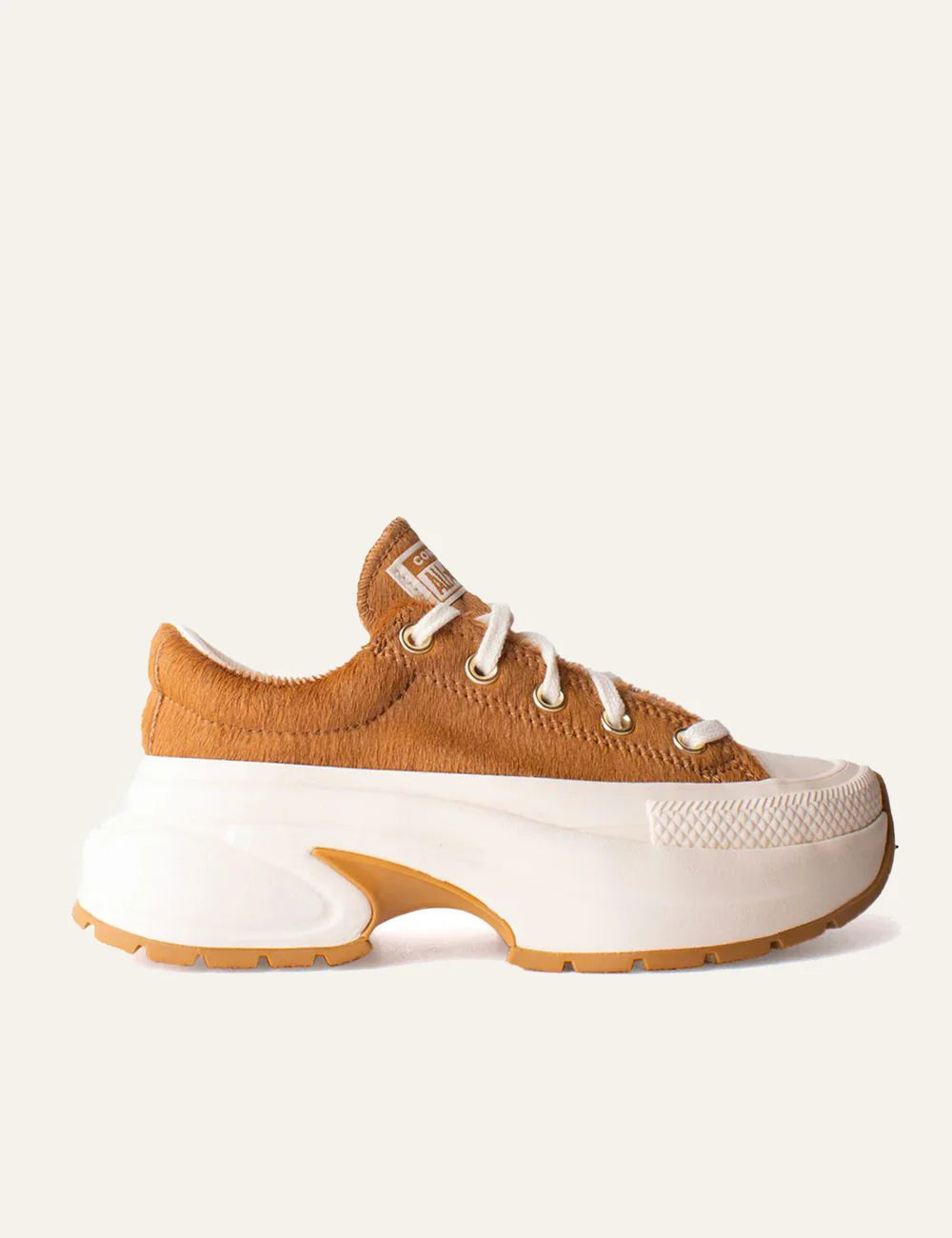 Women's Converse All Star Run Star Crush tan fur platform sneakers