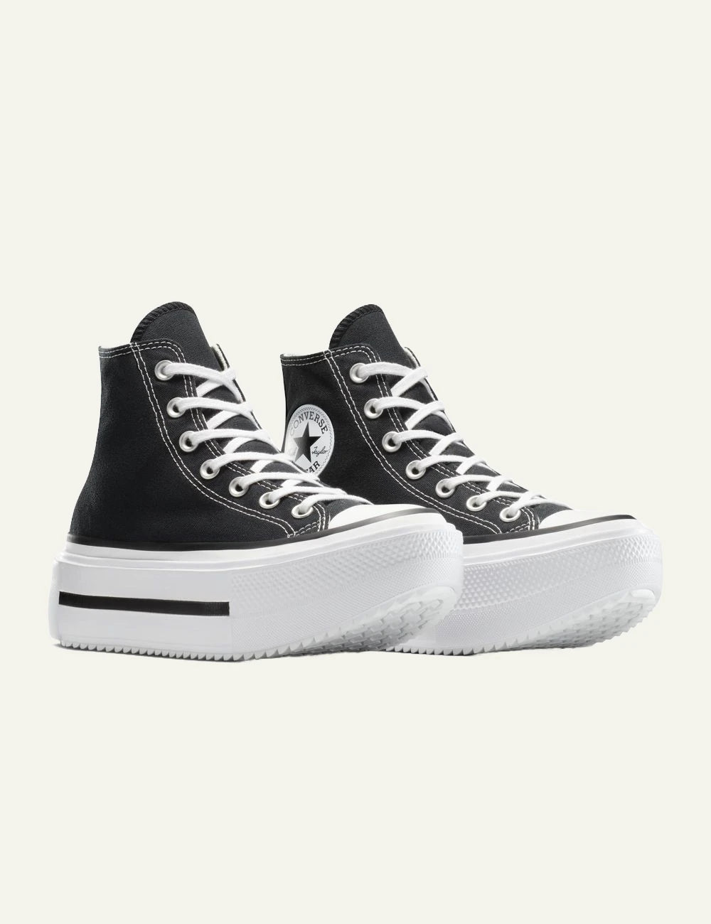 Converse Chuck Taylor All Star Lift black high top platform white angled pair view