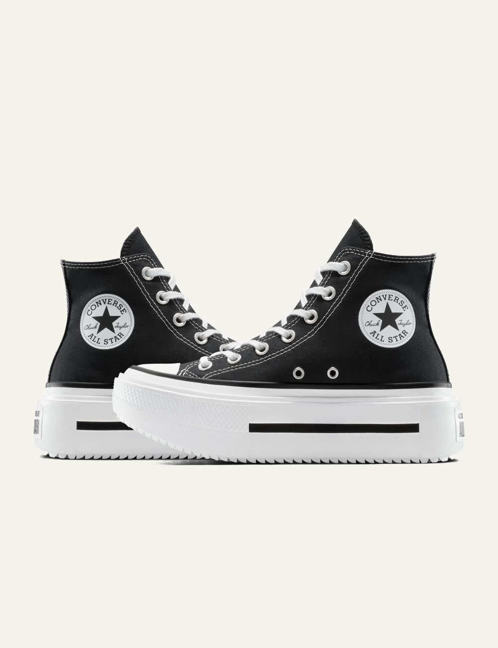 Converse Chuck Taylor All Star Lift black high top platform white profil pair view