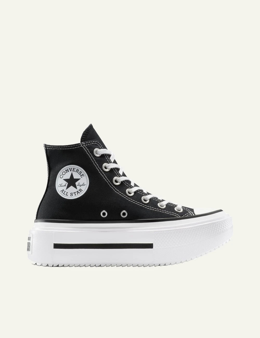 Converse Chuck Taylor All Star Lift black high top platform white side pair view