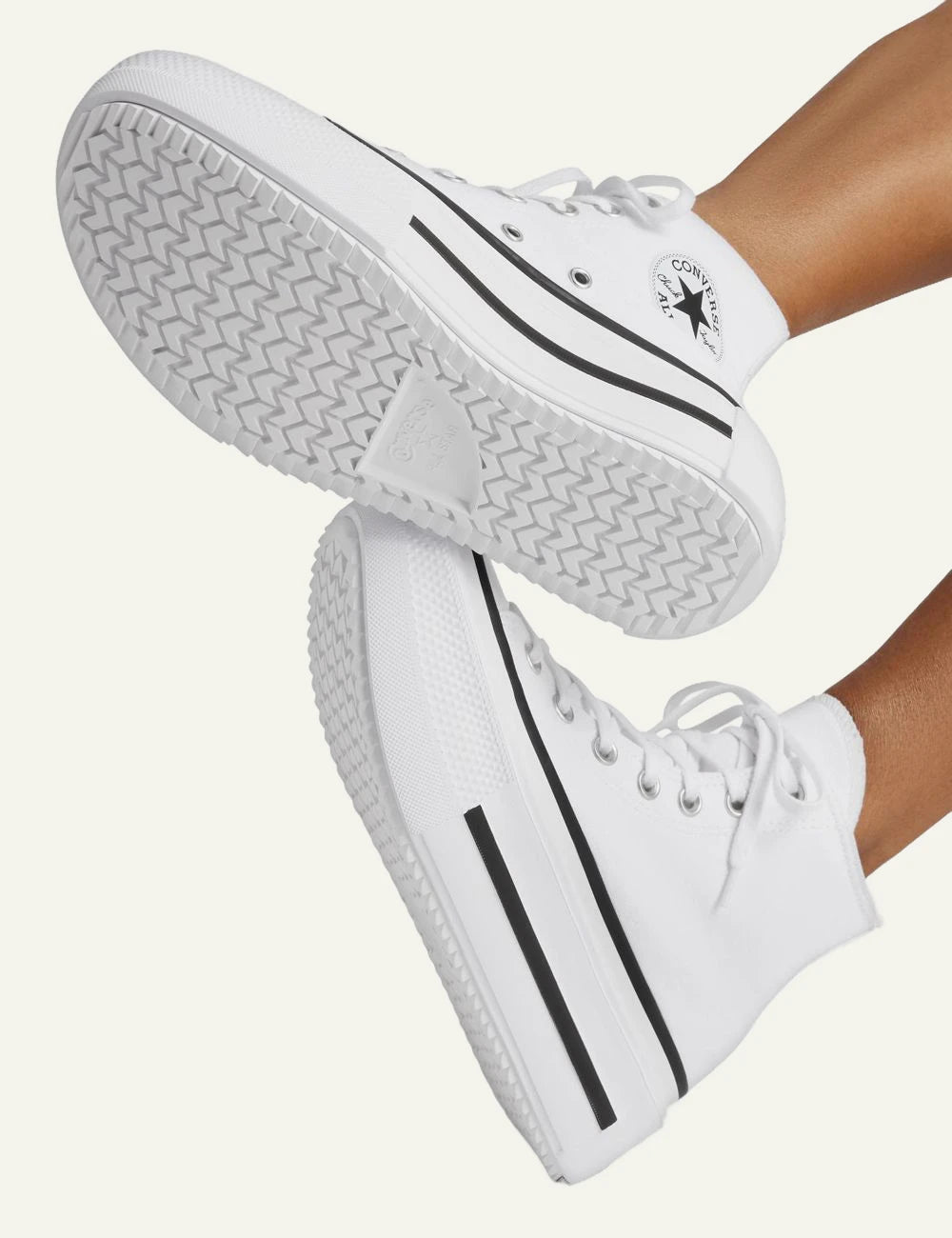 Converse Chuck Taylor All Star Lift white high top platform black stripe detail view