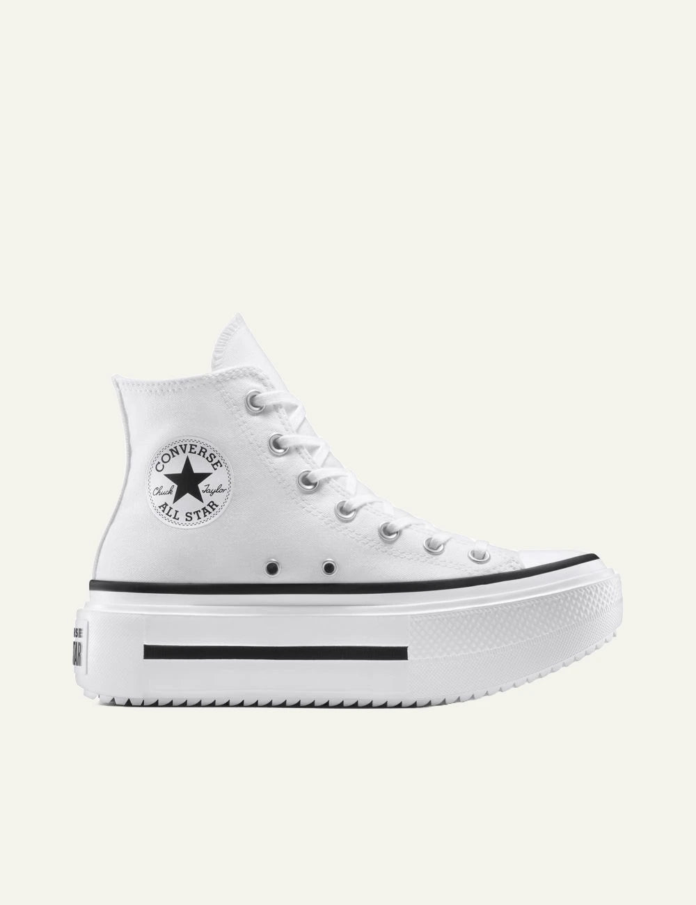 Converse Chuck Taylor All Star Lift white high top platform black stripe side view