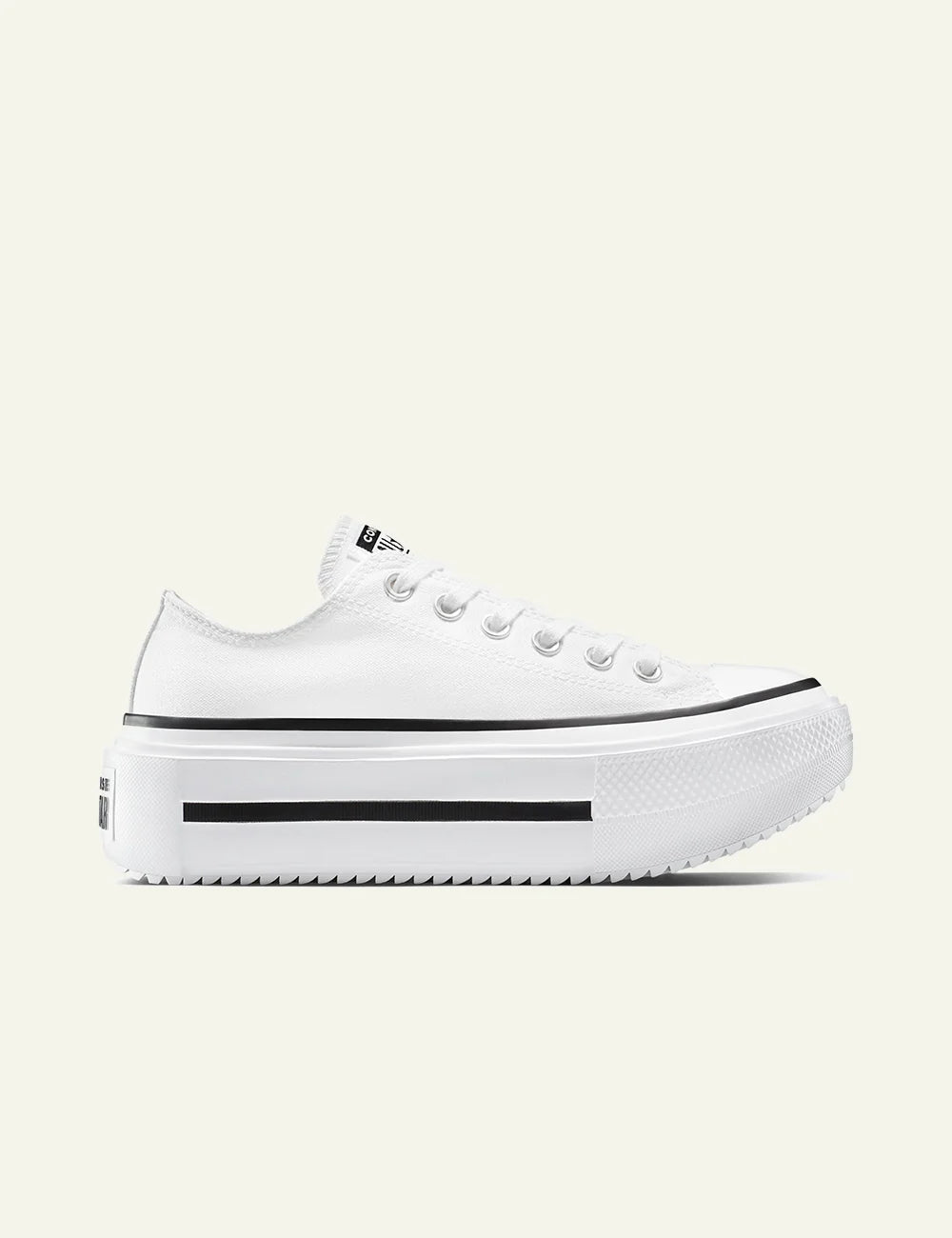 Converse Chuck Taylor All Star Lift white low top platform black stripe side view