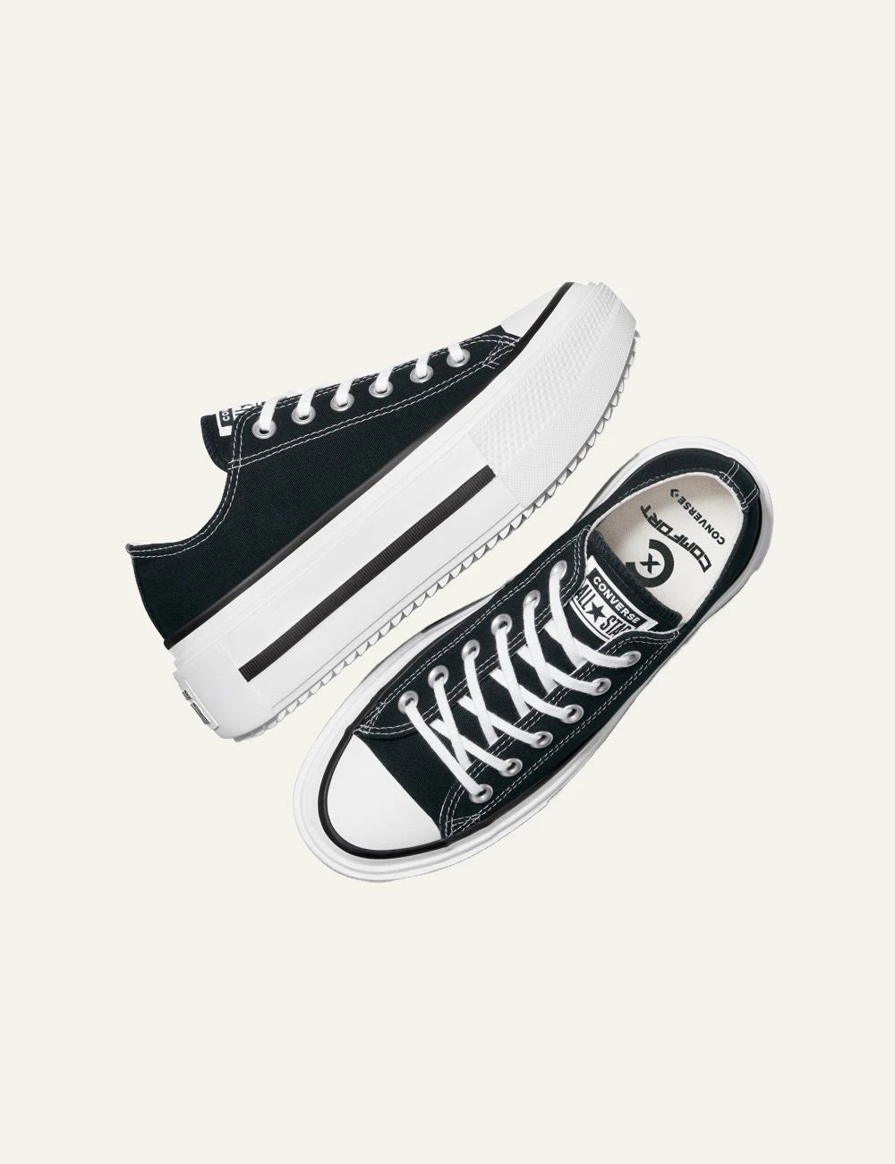 Converse Chuck Taylor All Star Lift platform black canvas low top side view