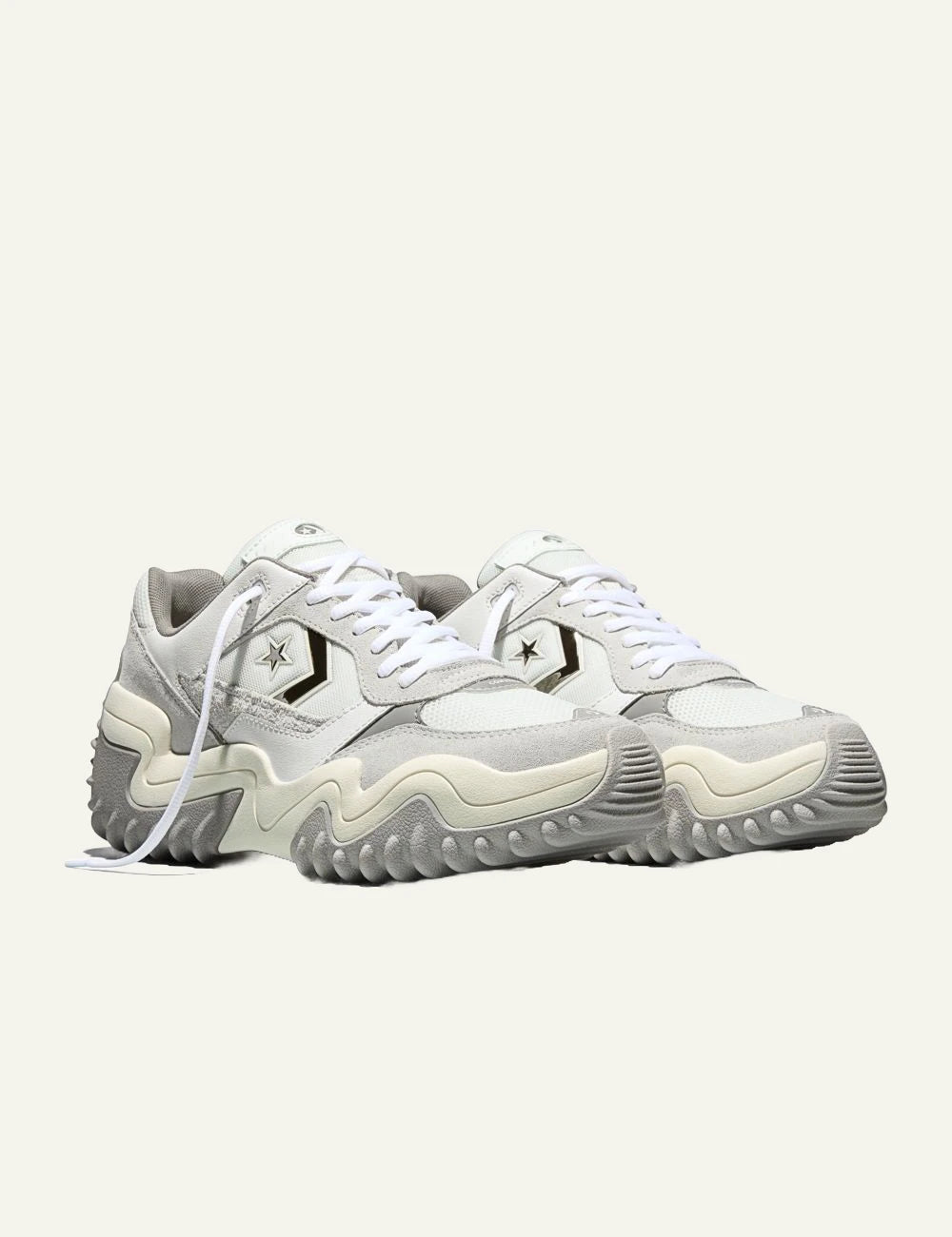 Converse Run Star Wave Trainer Fusion cream chunky sneaker angled view