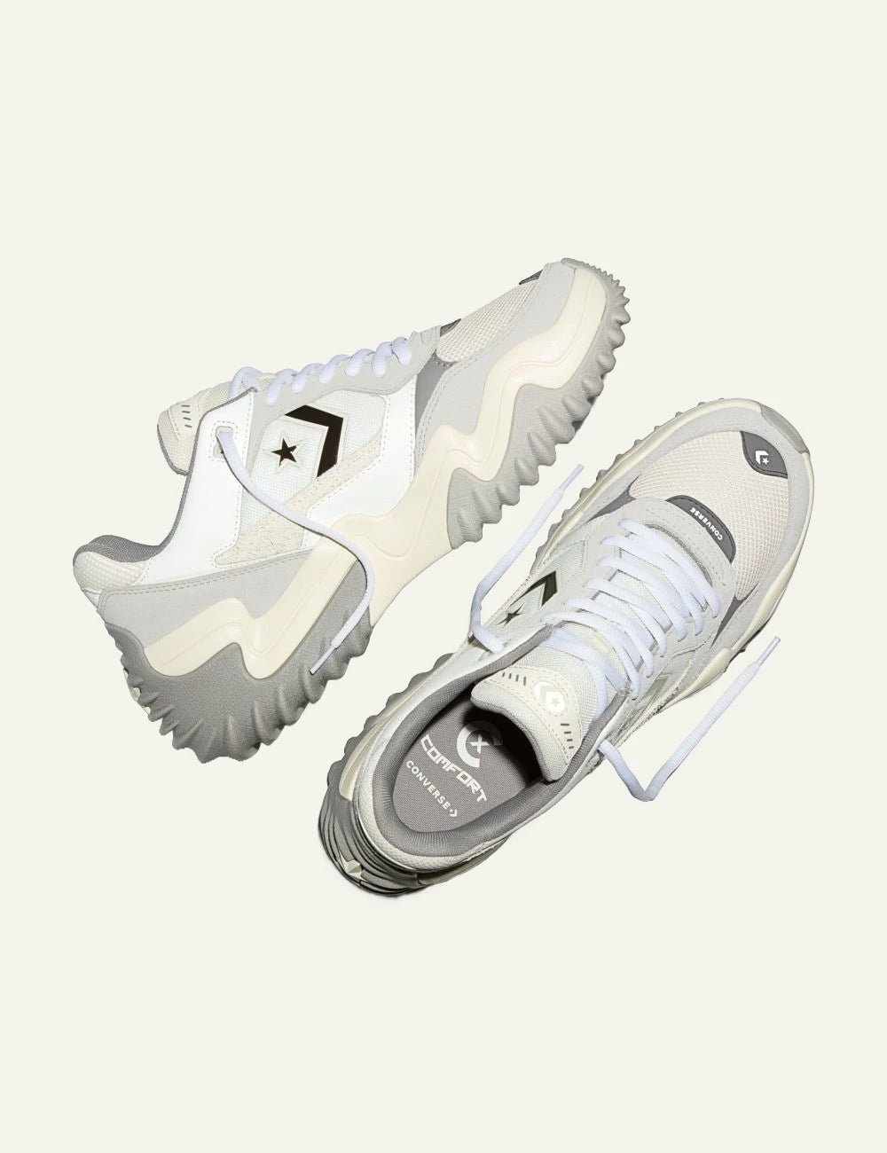 Converse Run Star Wave Trainer Fusion cream chunky sneaker top side view