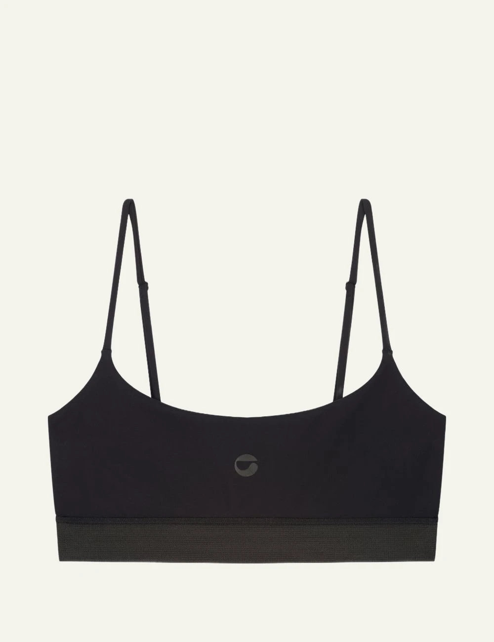 Coperni Black Minimal Logo Crop Top Front Flat View
