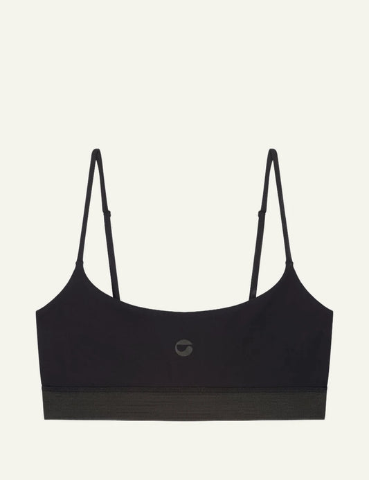 Coperni Black Minimal Logo Crop Top Front Flat View