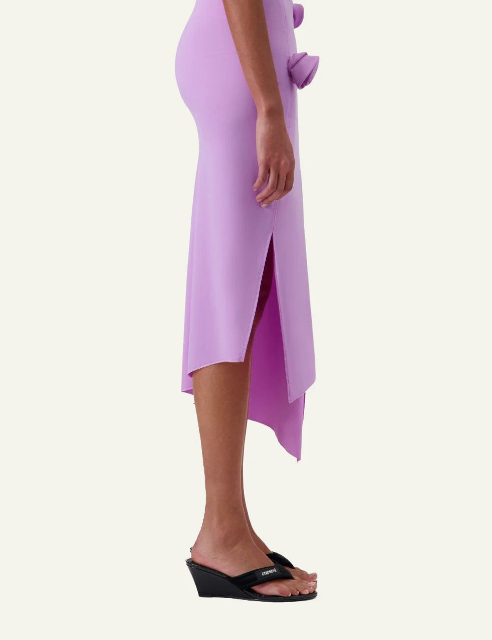 Coperni Black Wedge Sandals With Logo Strap And Open Toe Side model View