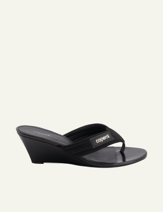 Coperni Black Wedge Sandals With Logo Strap And Open Toe Side Flat View