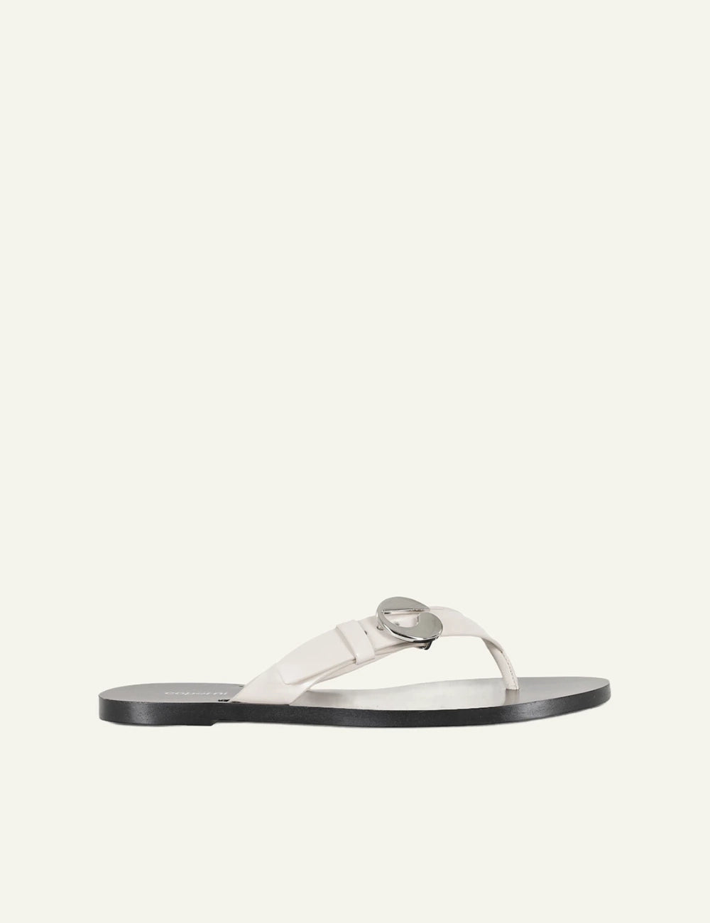 Coperni COPSH96F6045 thong sandals beige with silver hardware side view