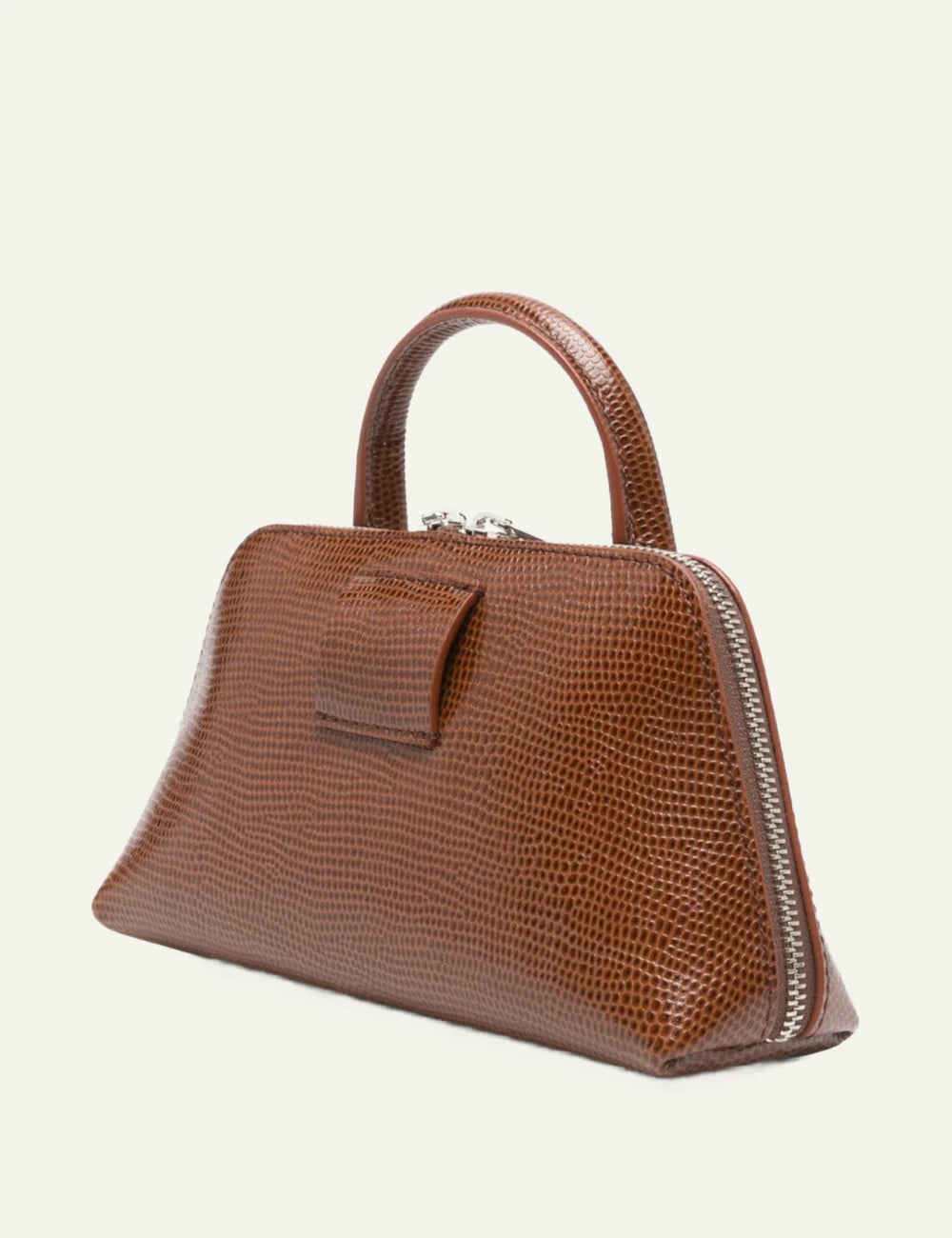 Coperni lizard print duffle belt bag brown camel front view