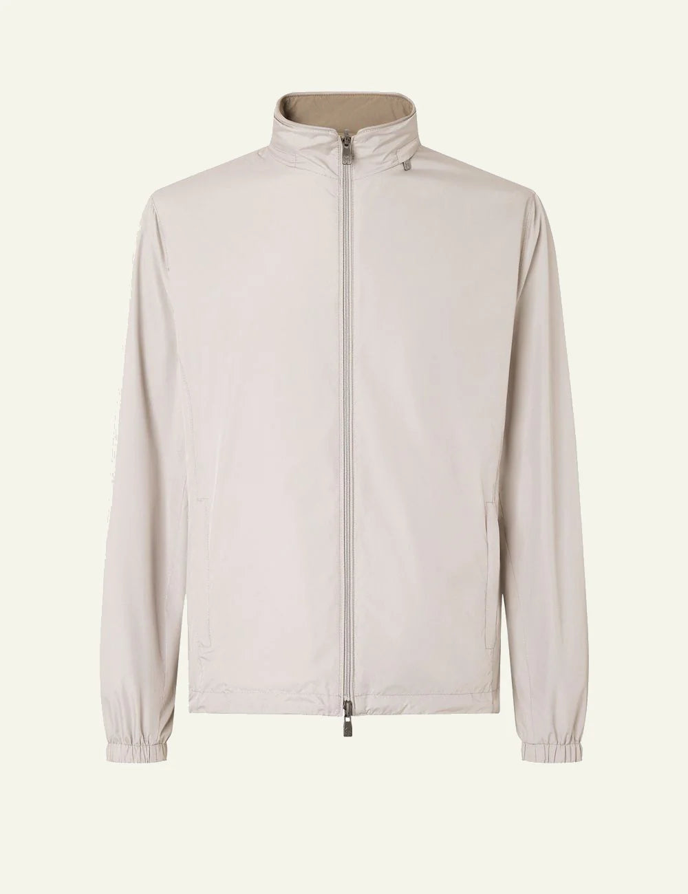 Corneliani grey ultra light technical jacket front view with zip closure front view