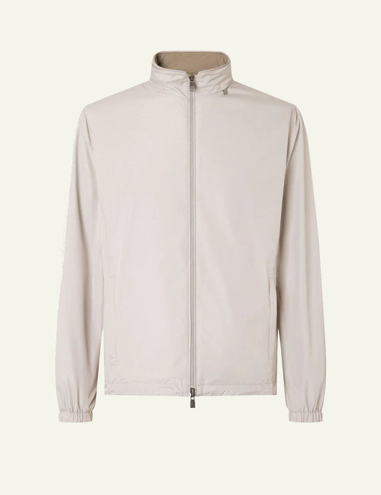 Corneliani grey ultra light technical jacket front view with zip closure front view