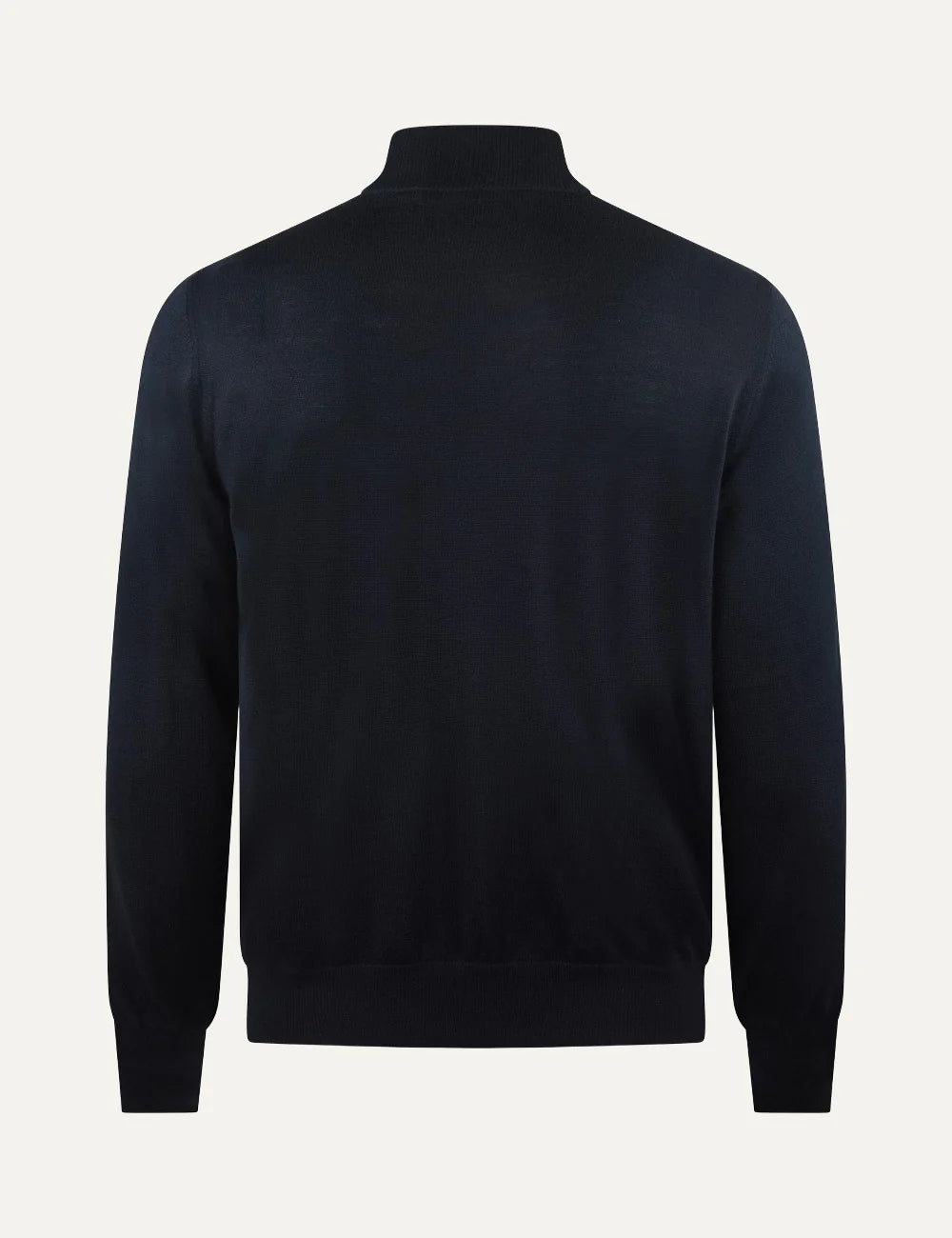 Corneliani men's navy blue slim fit hybrid jacket with quilted front, knitted sleeves, stand collar and zip fastening back