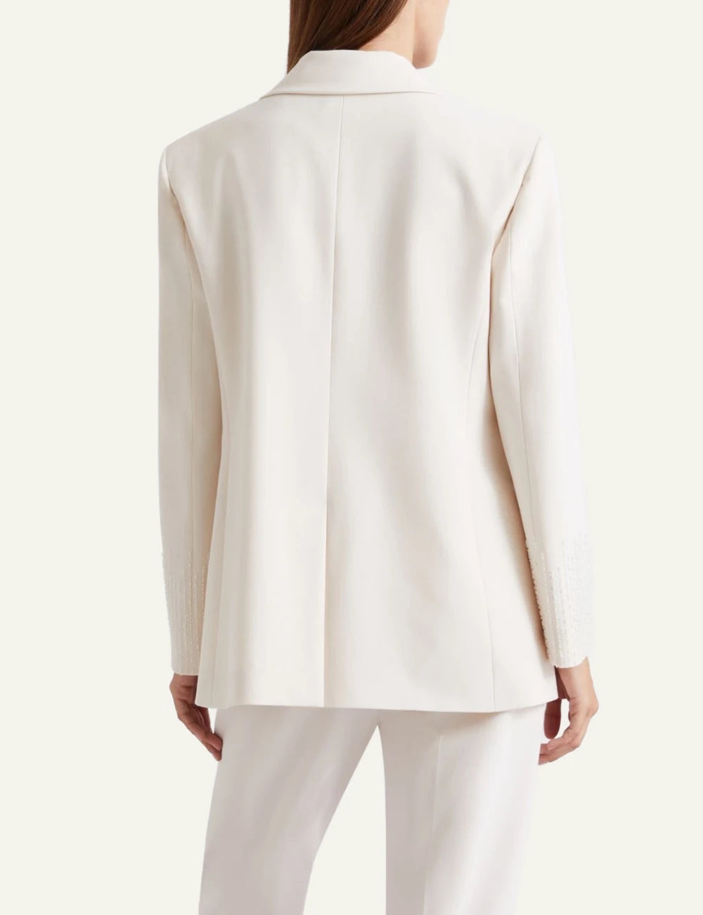 Cream Blazer With Embellished Sleeve Detail back