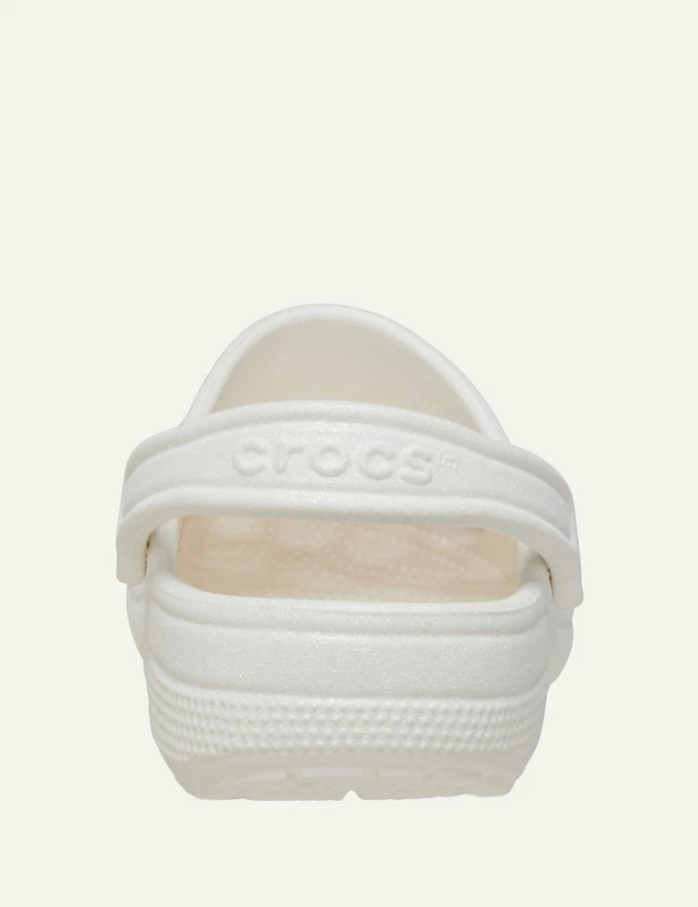 crocs classic clog glitter white lightweight foam back view