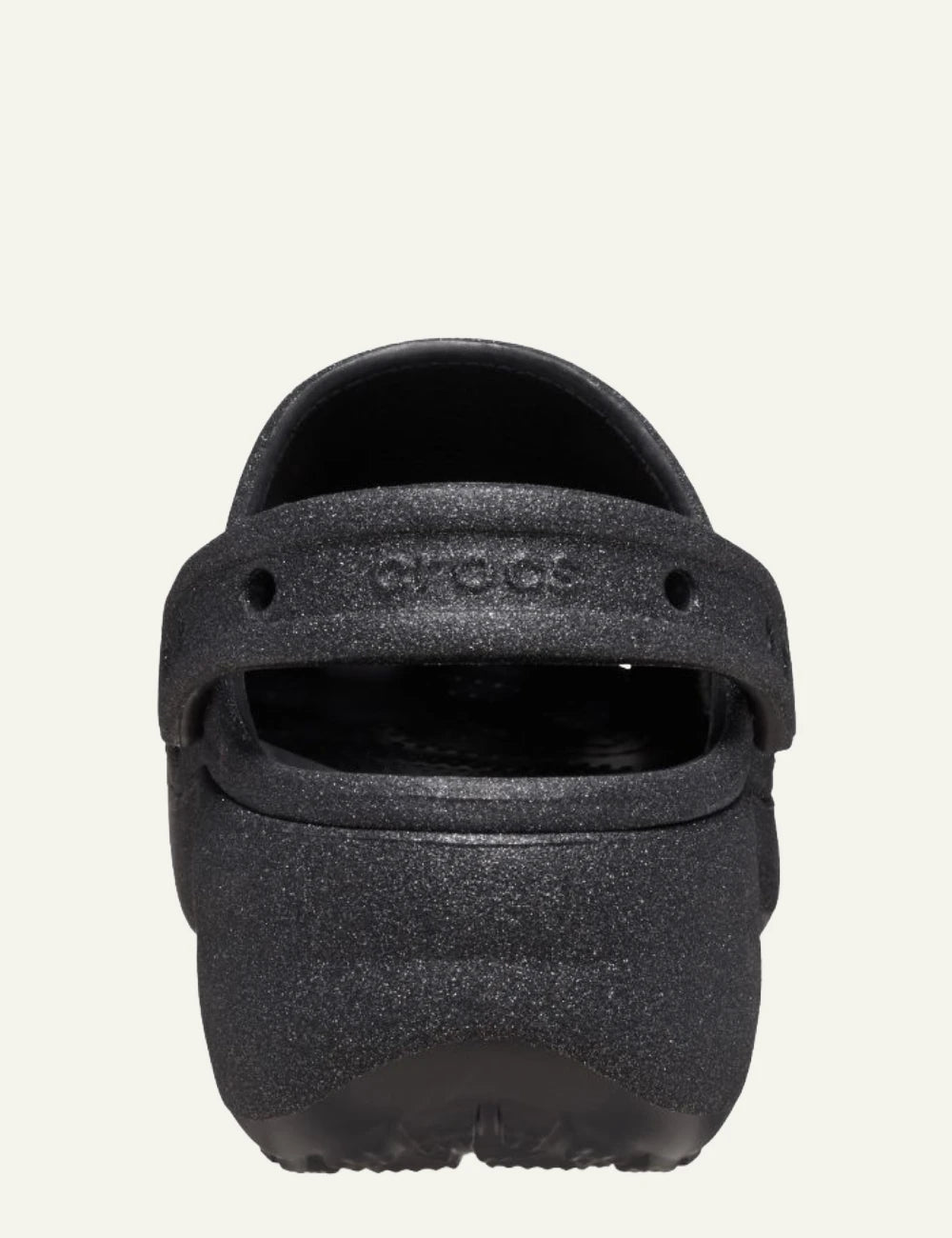 crocs classic platform clog glitter black chunky sole back angle