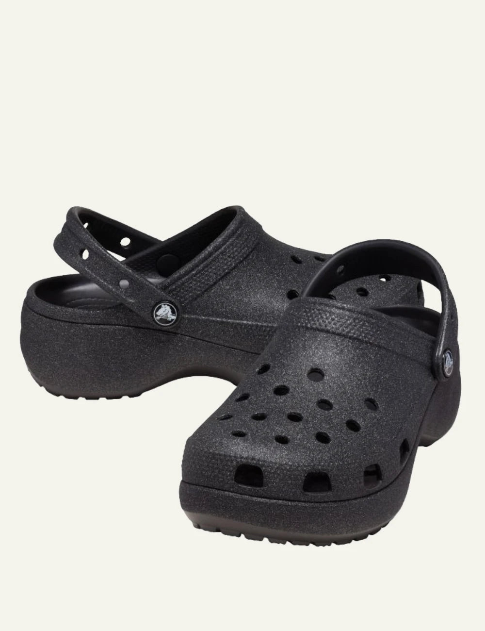 crocs classic platform clog glitter black chunky sole top angle