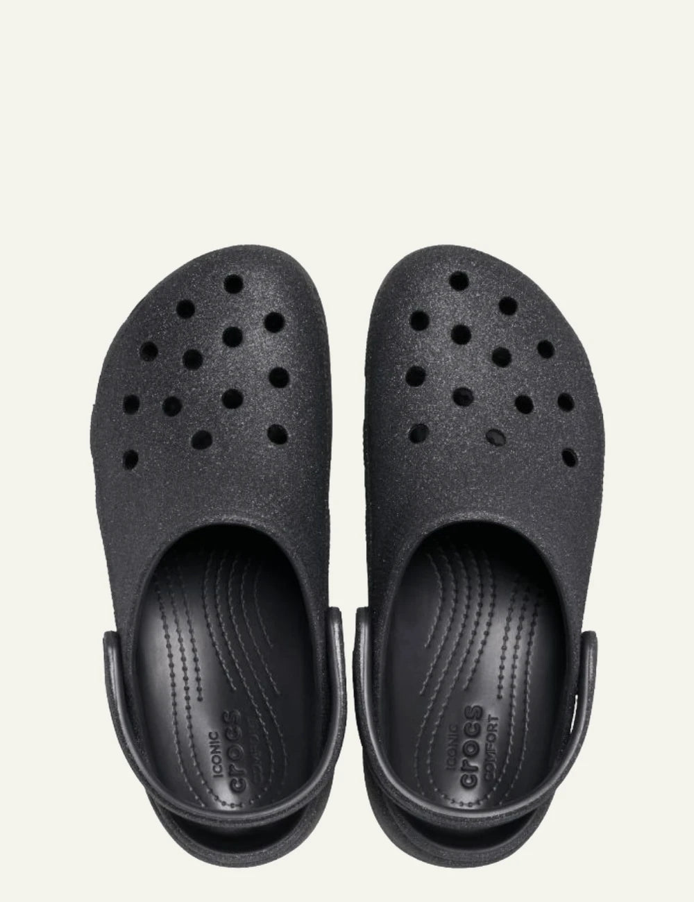 crocs classic platform clog glitter black chunky sole top angle