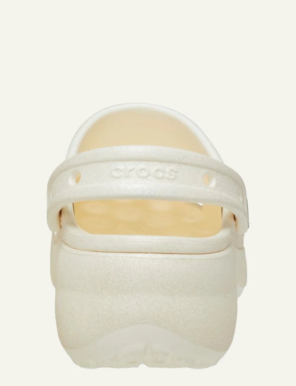 crocs classic platform clog glitter chalk light beige back view