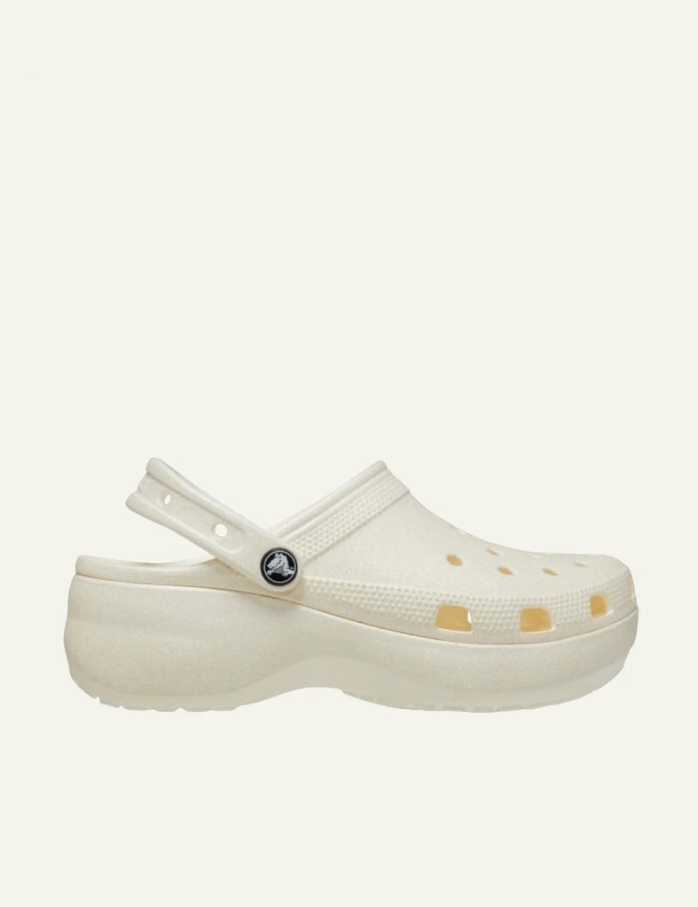 crocs classic platform clog glitter chalk light beige side view
