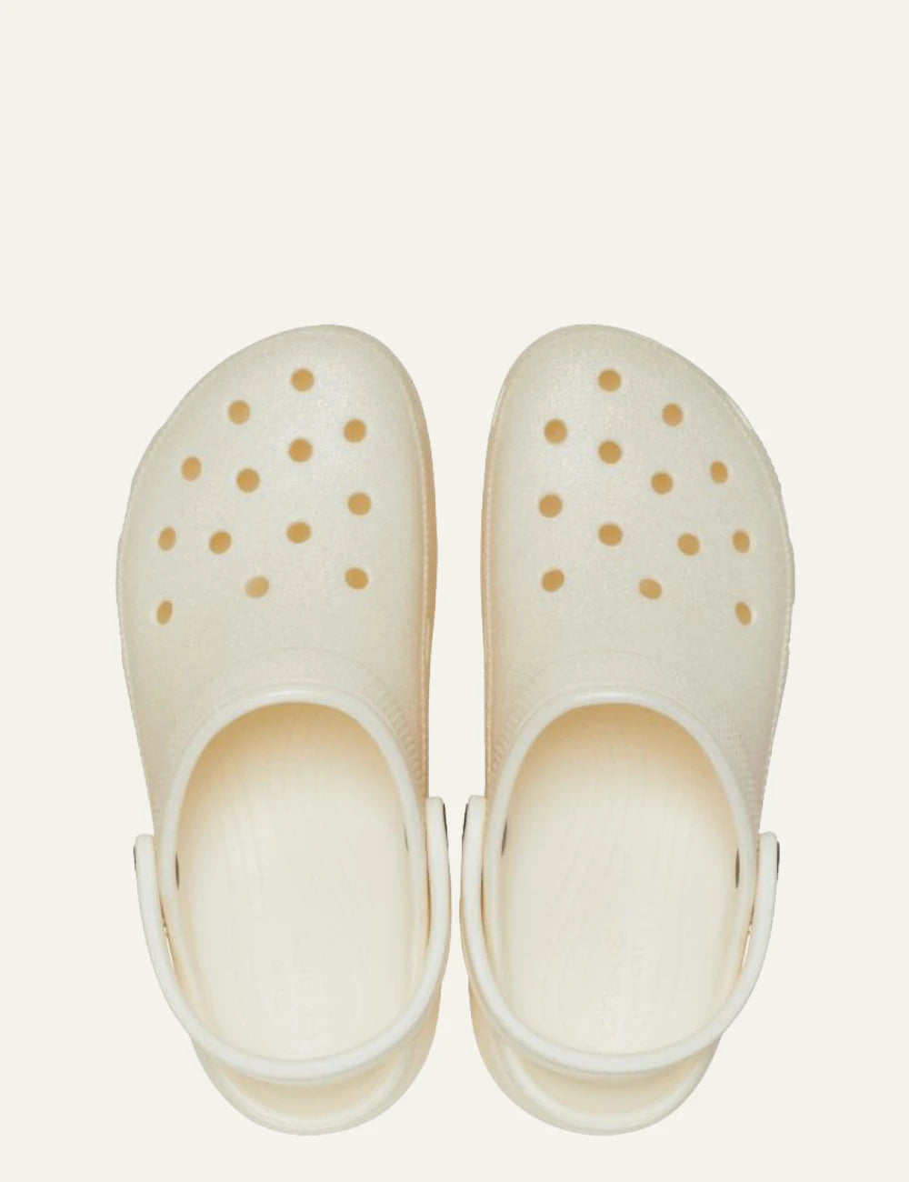 crocs classic platform clog glitter chalk light beige top view