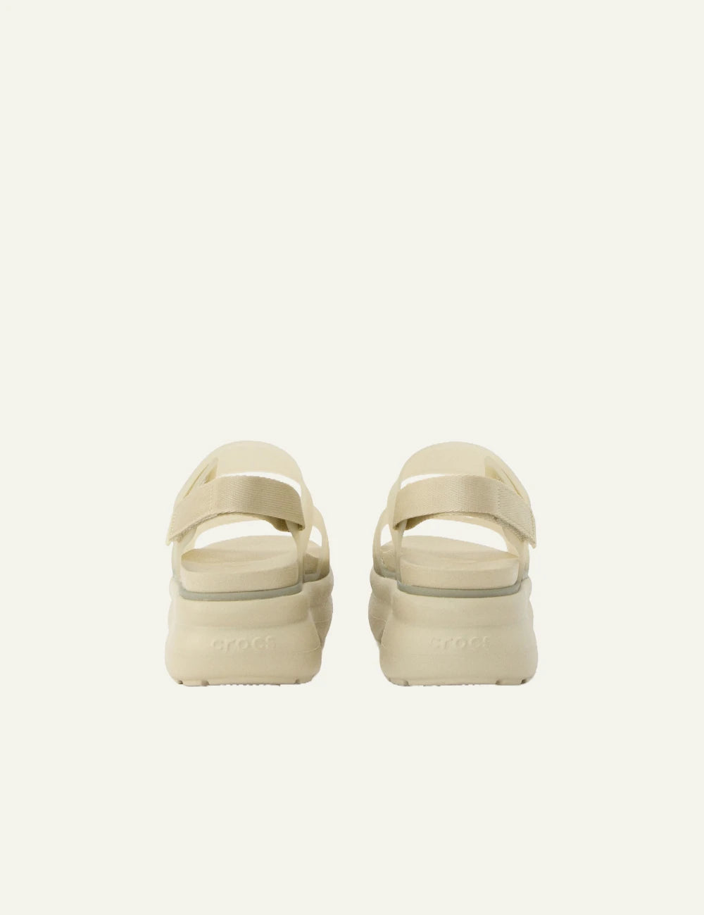 crocs platform sandal cream hook loop strap open toe back view