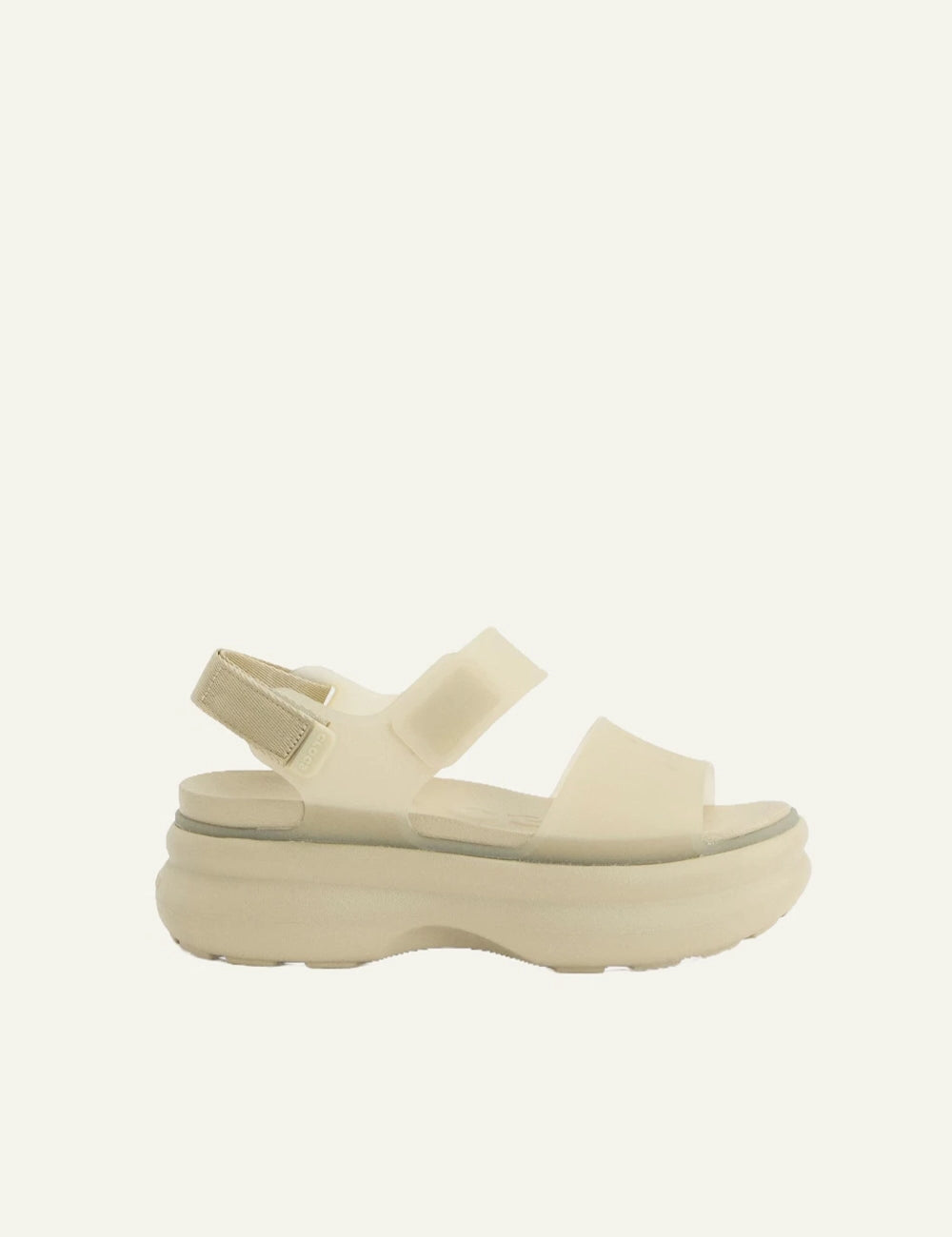 crocs platform sandal cream hook loop strap open toe side view