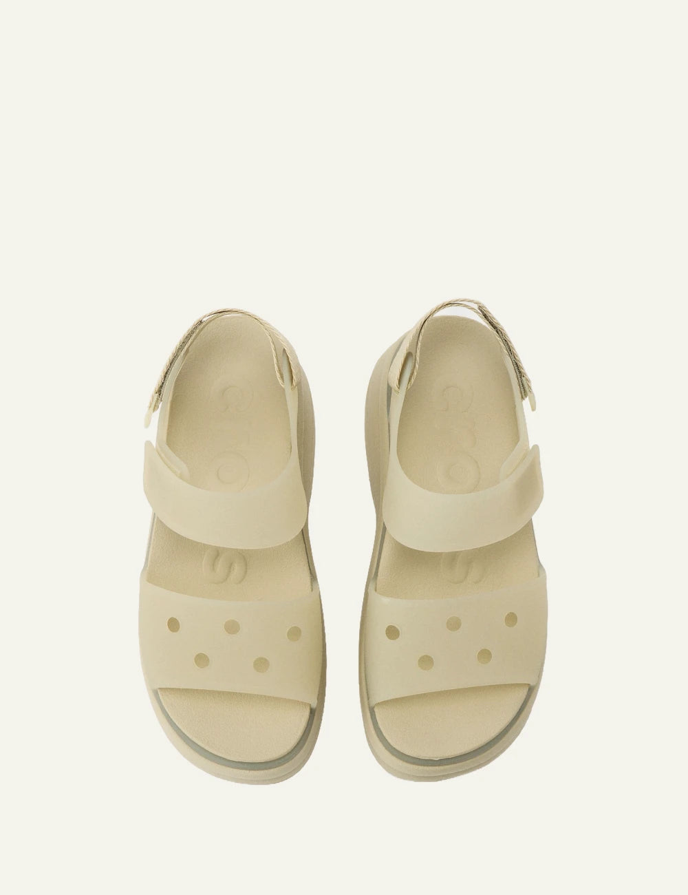 crocs platform sandal cream hook loop strap open toe top view