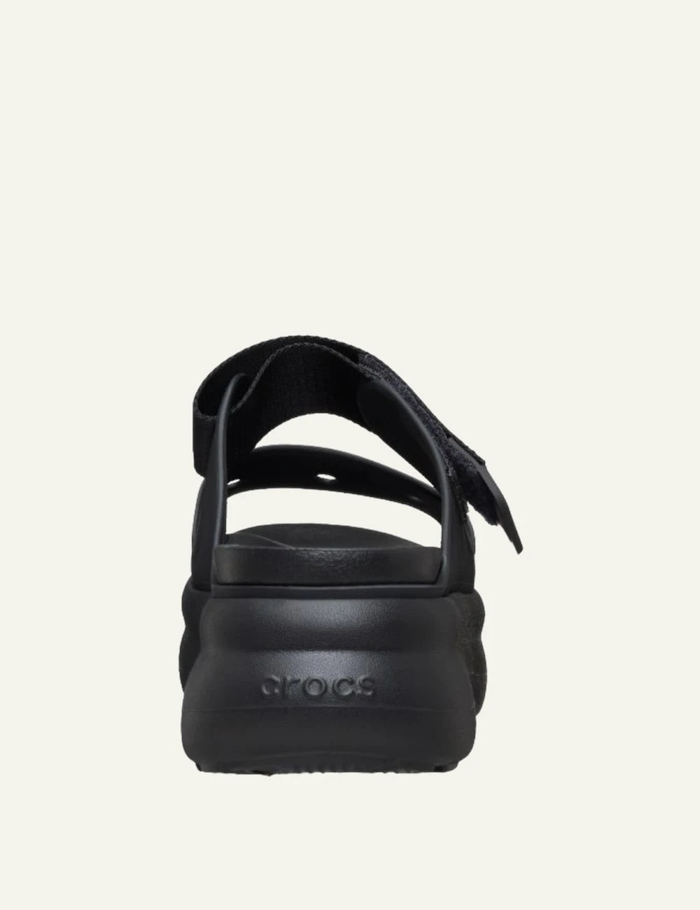 crocs soho two strap sandal black flatform adjustable strap back view