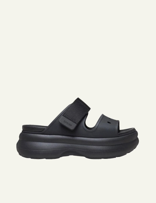 crocs soho two strap sandal black flatform adjustable strap side view