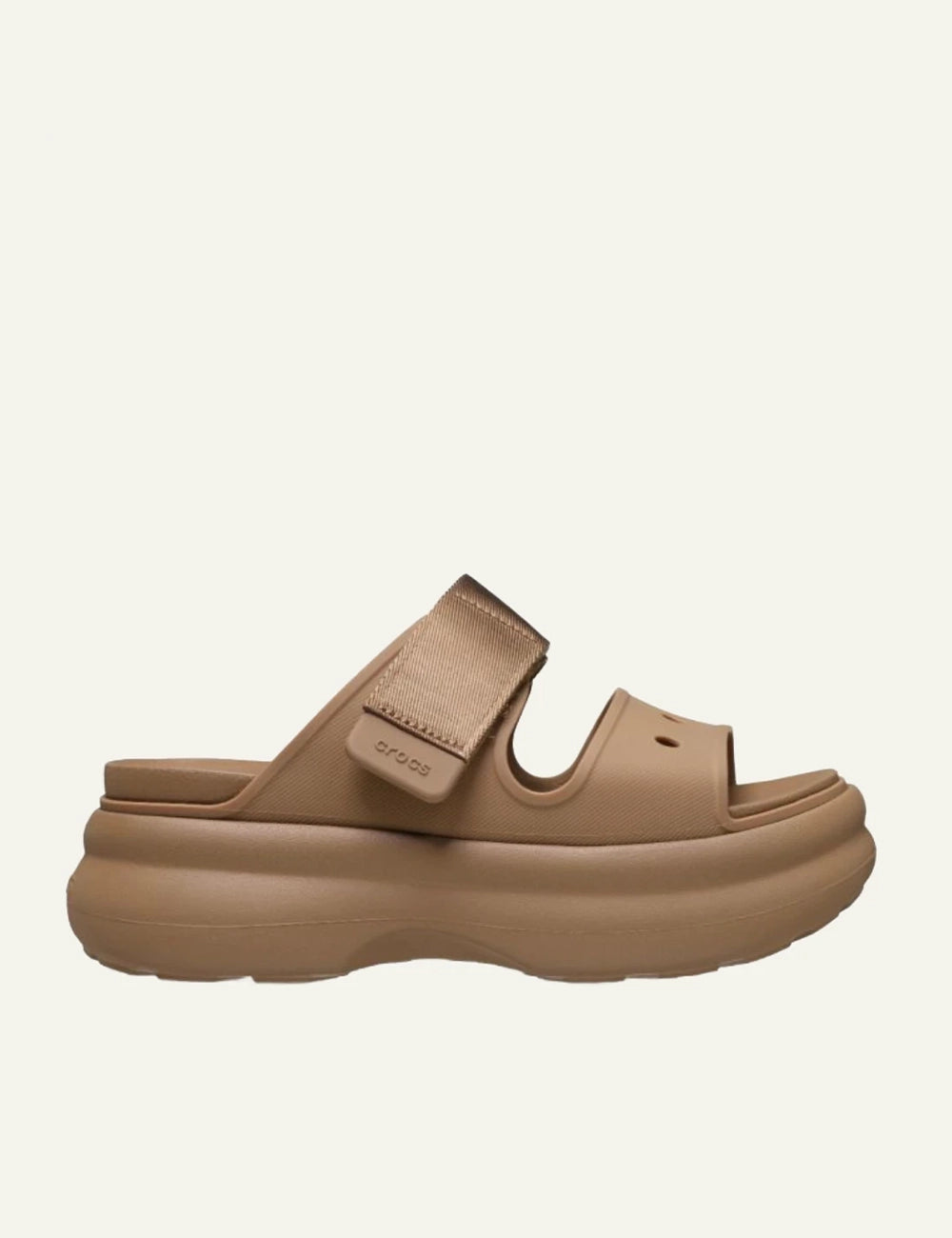 crocs soho two strap sandal sepia flatform adjustable strap side view