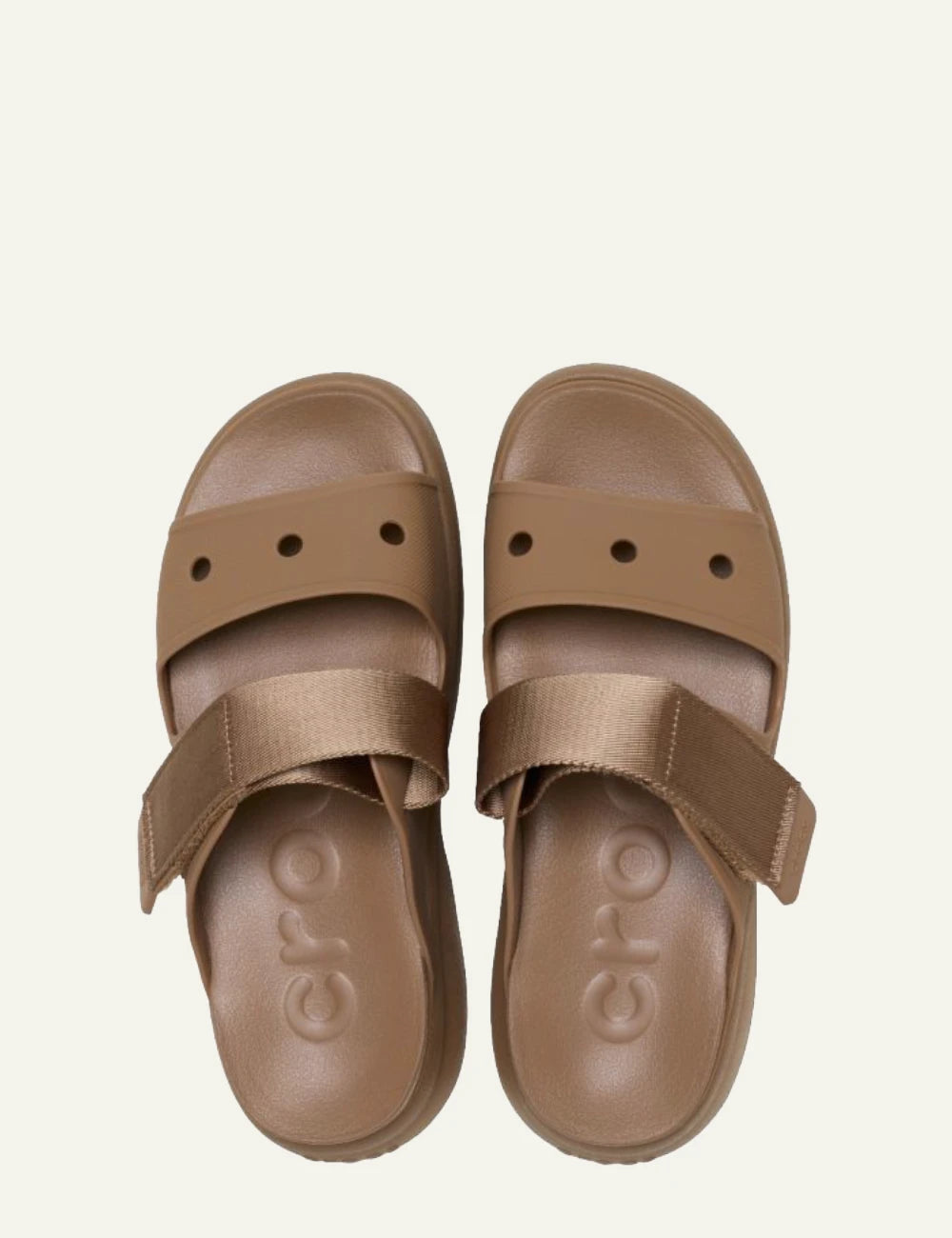 crocs soho two strap sandal sepia flatform adjustable strap top view