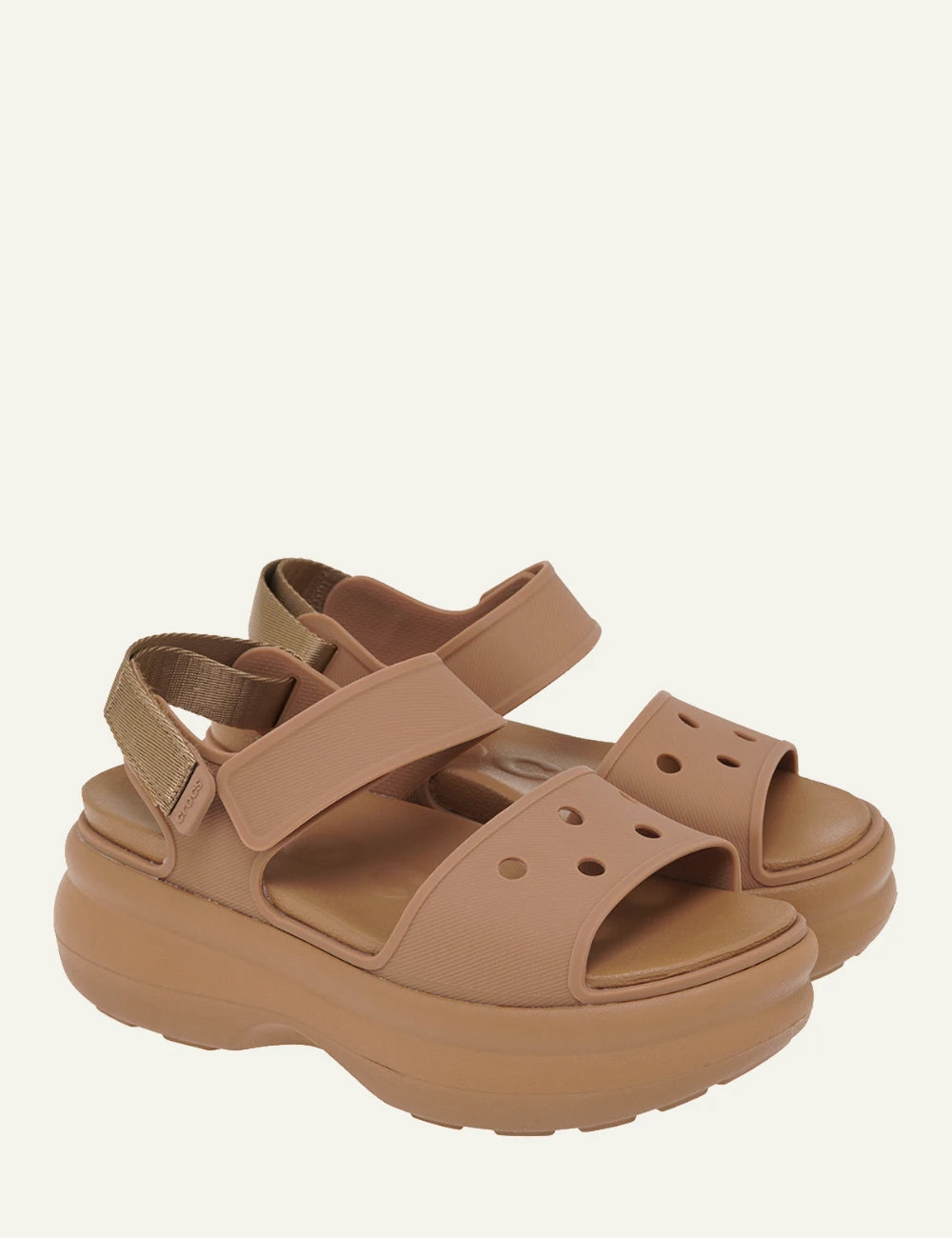 crocs soho y strap sandal sepia platform adjustable profile view