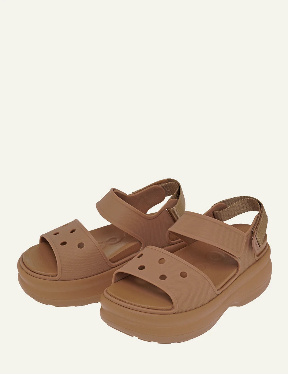 crocs soho y strap sandal sepia platform adjustable angled view