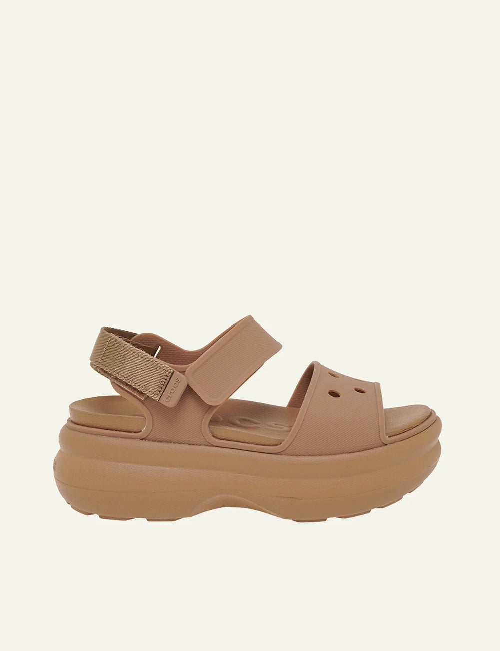 crocs soho y strap sandal sepia platform adjustable side view