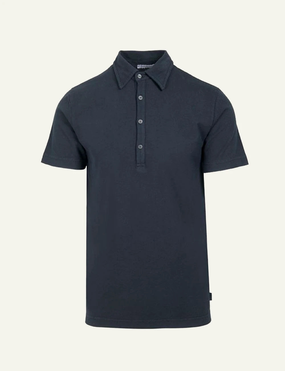 Crossley Frim polo shirt blue cotton short sleeve front