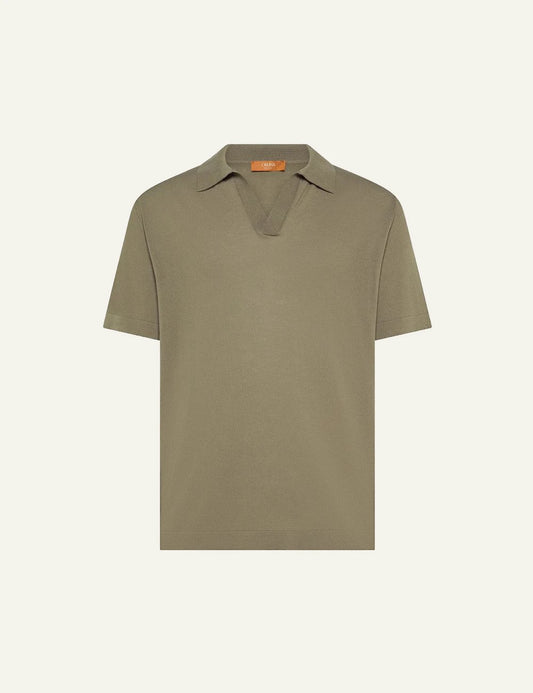 Cruna Levante beige knit polo front view