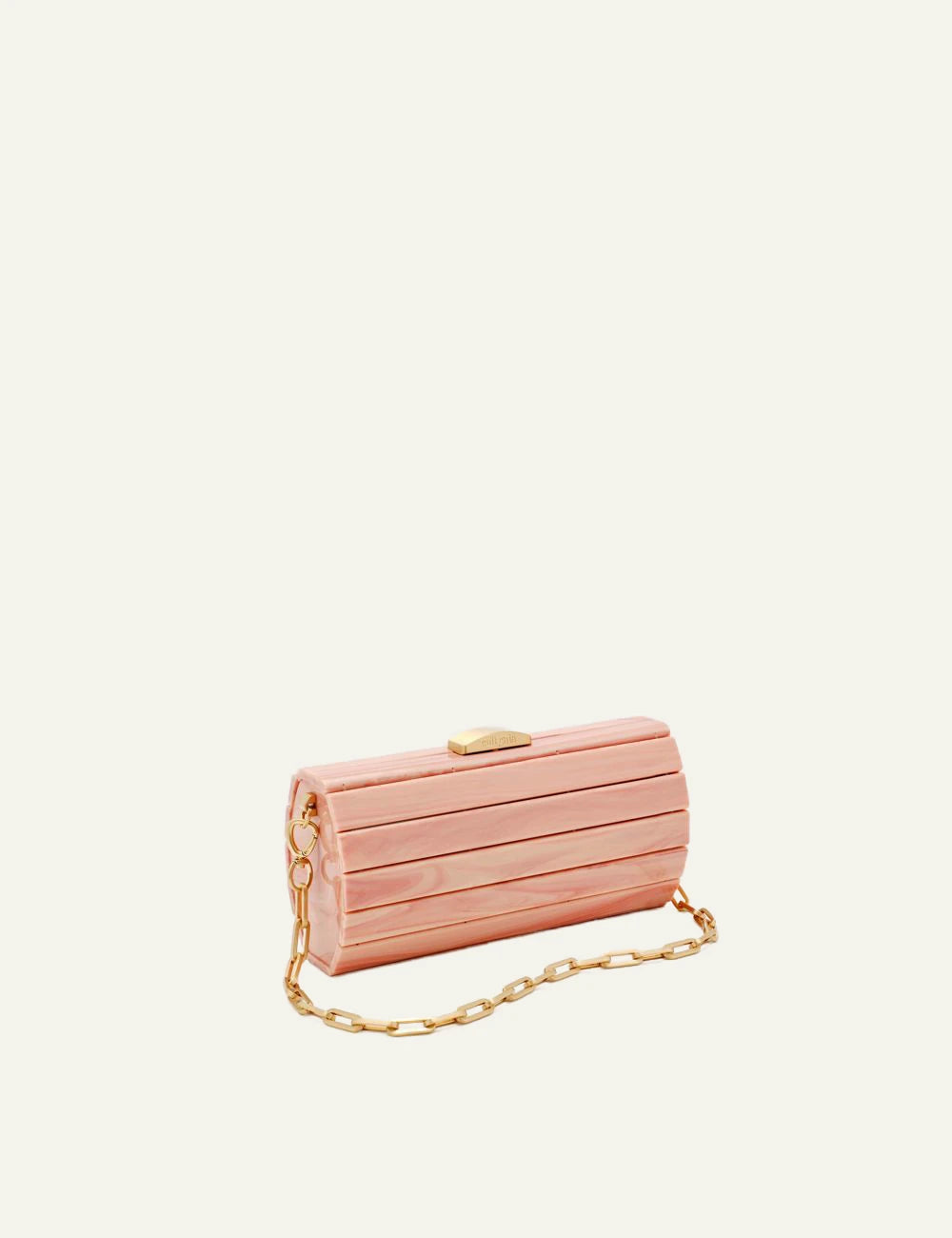 Cult Gaia acrylic clutch bag pink marble side view