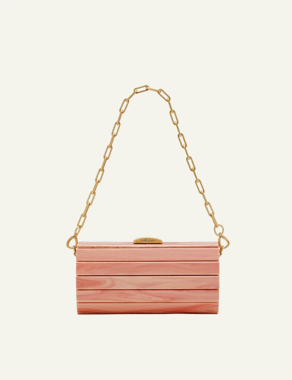 Cult Gaia structured acrylic bag pink marble straight front