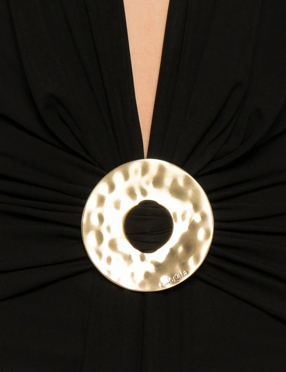 Cult Gaia Chii dress black halterneck gold detail front detail view