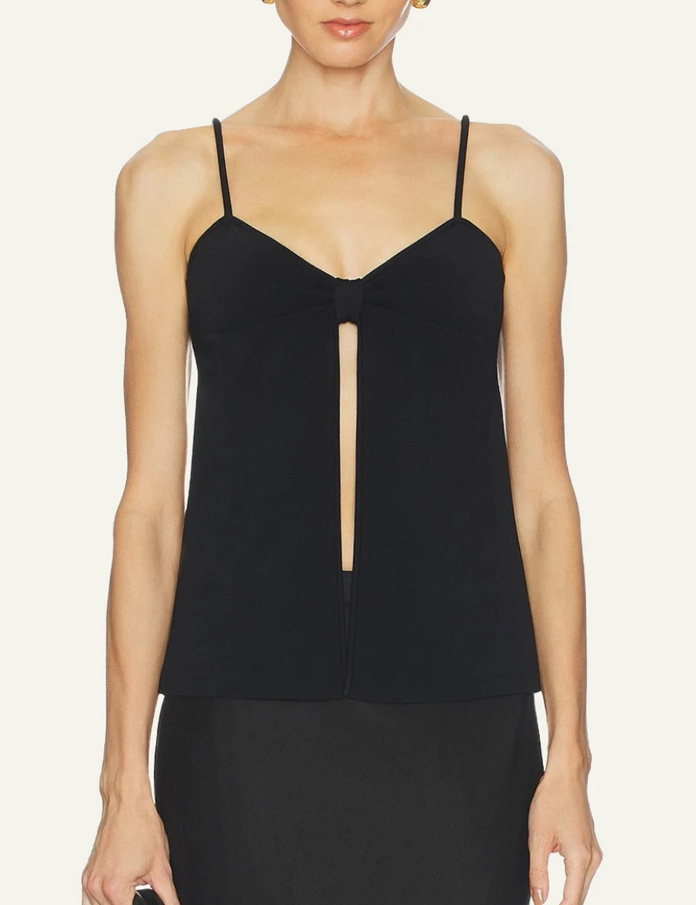 cult gaia cut out cami top black front model view
