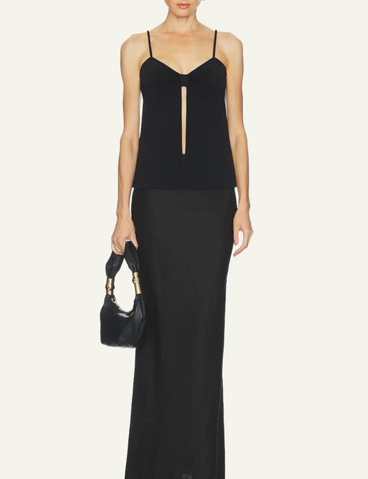 cult gaia cut out cami top black front full body model view