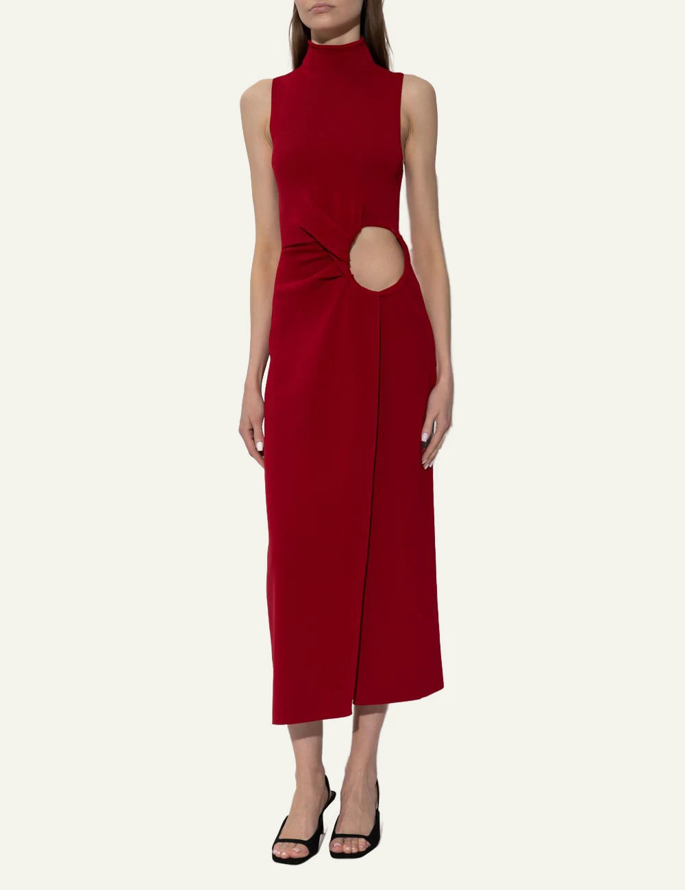 Cult gaia cut out midi dress red front full body view