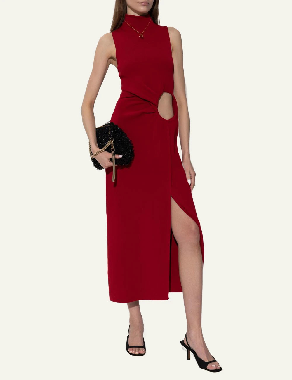 Cult gaia cut out midi dress red side view