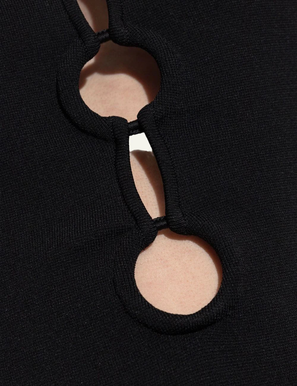 Cult Gaia cut out dress mini black round neck front detail view