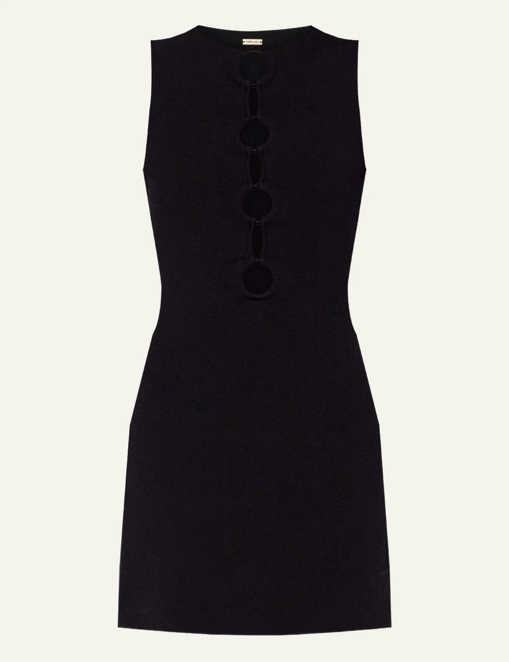 Cult Gaia cut out dress mini black round neck front flat view