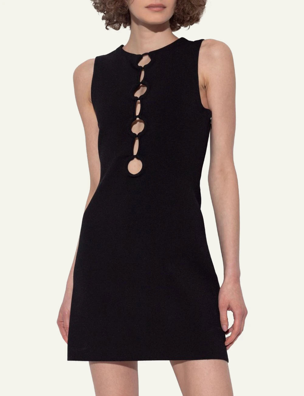 Cult Gaia cut out dress mini black round neck front model view